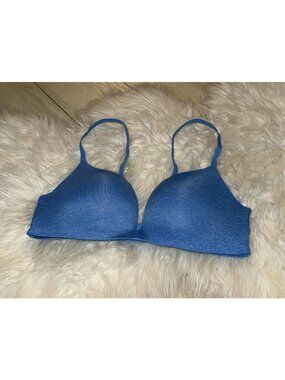 b.tempt'd 952255 b.splendid Wireless Push Up Bra Lightly Padded Womens 34B Blue